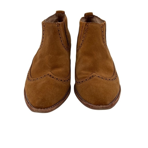 Madewell Brown Grayson Brogue Stacked Heel Chelsea Boot Size 8 1/2 Women’s - Picture 1 of 10